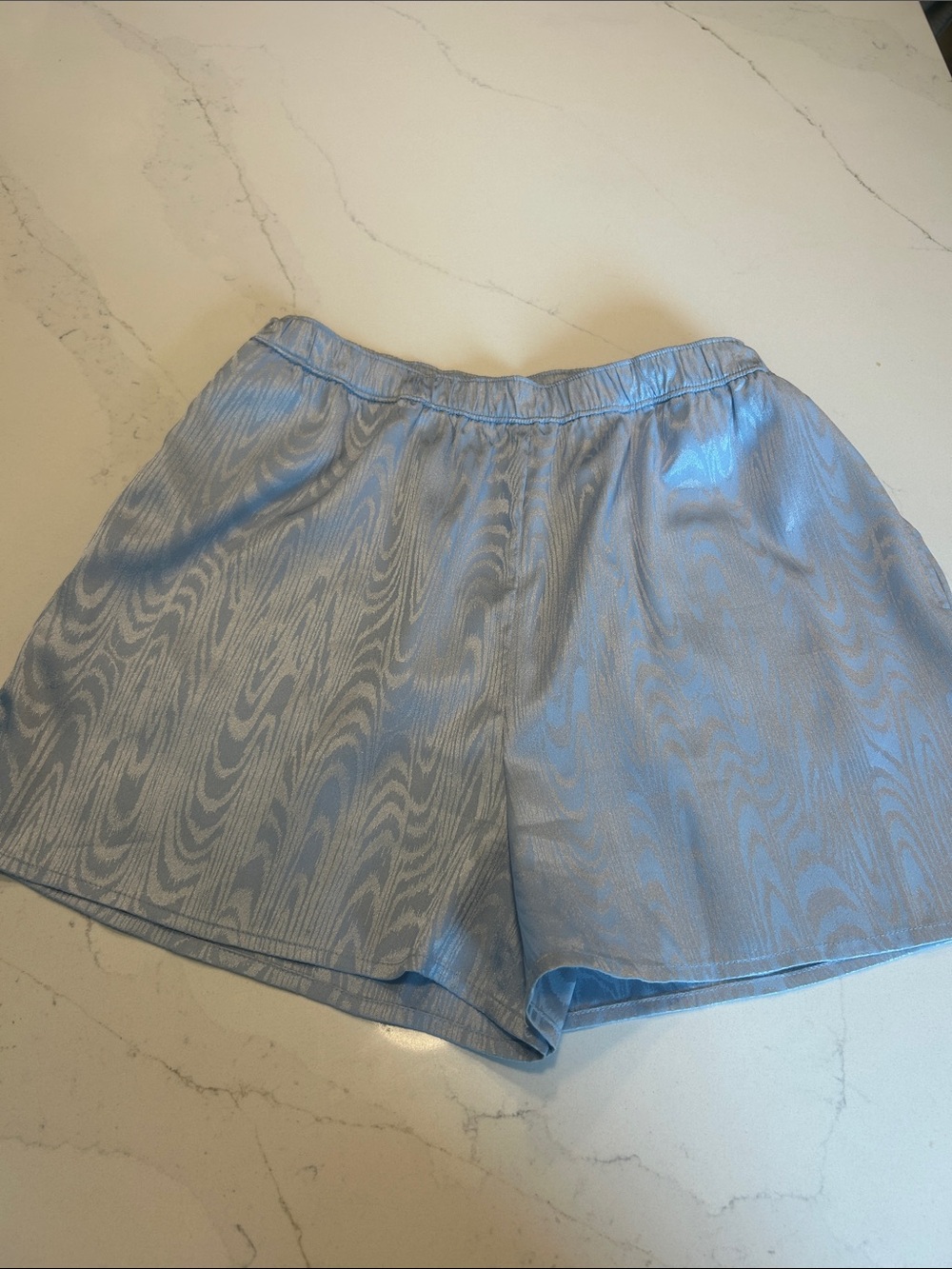 OPEN EDIT Light Blue Satin-Look High-Waist Shorts